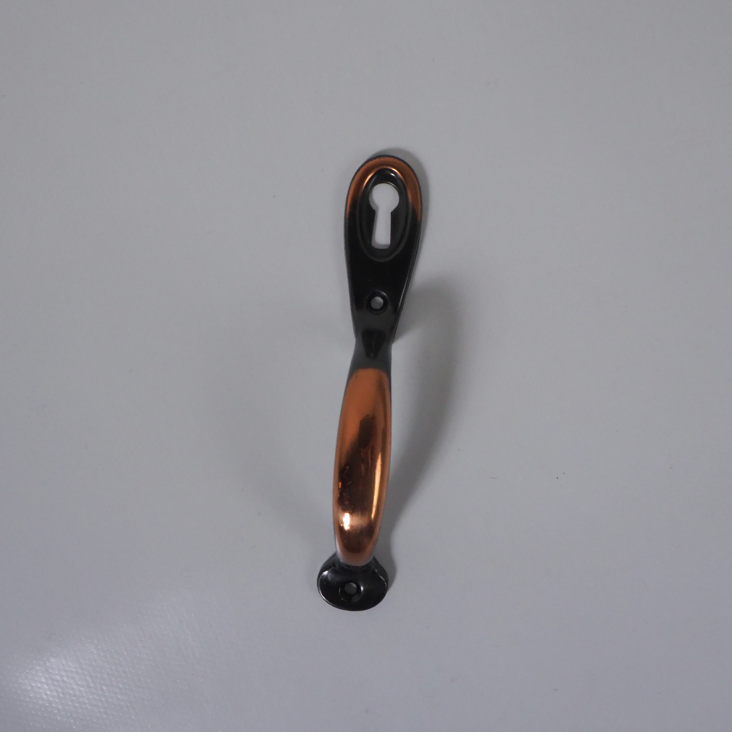 Copper plated steel cabinet handle with key hole