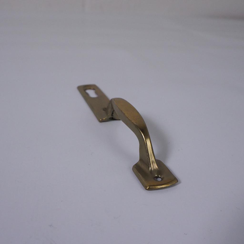 Brass plated steel cabinet handle with key hole