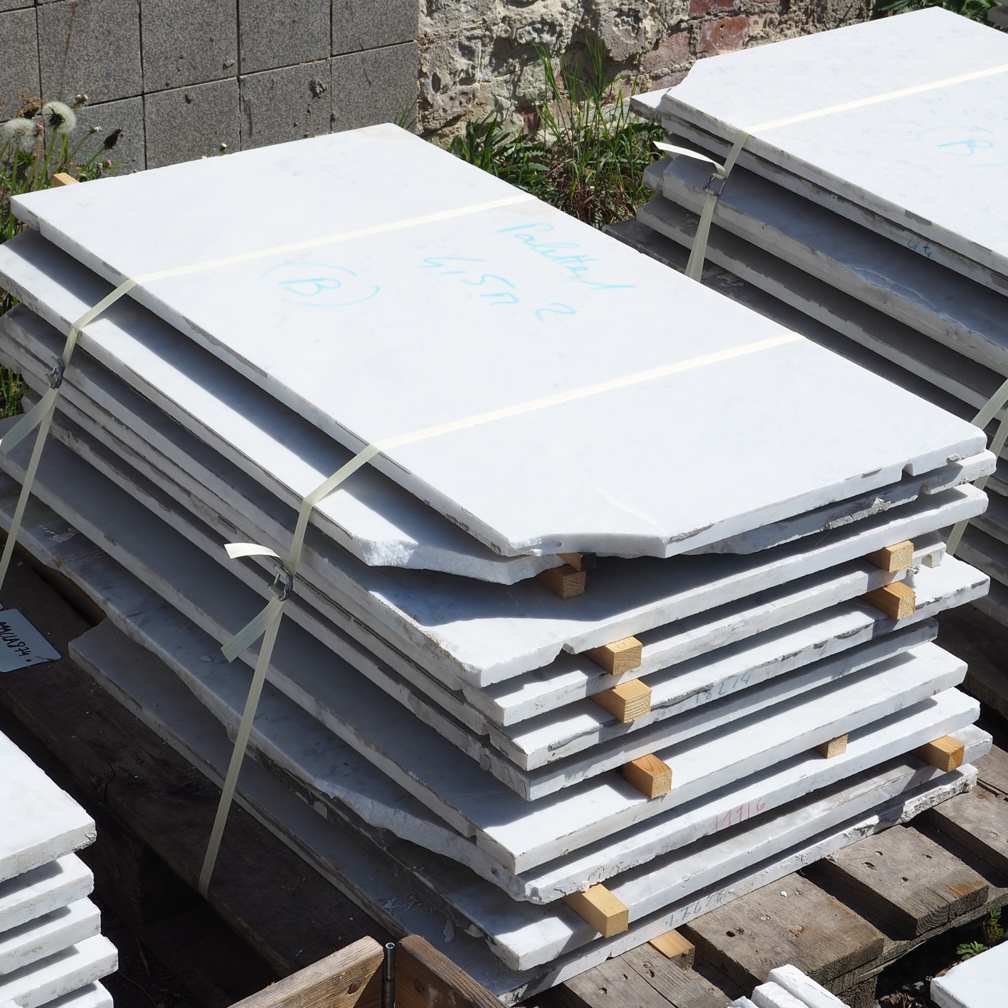 Batch of white marble tiles