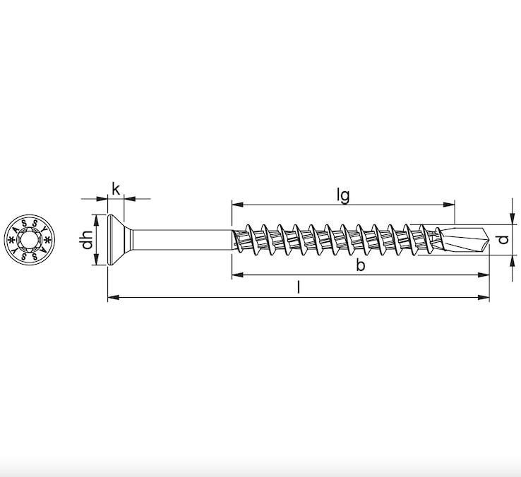 Stainless steel screw for wood decking