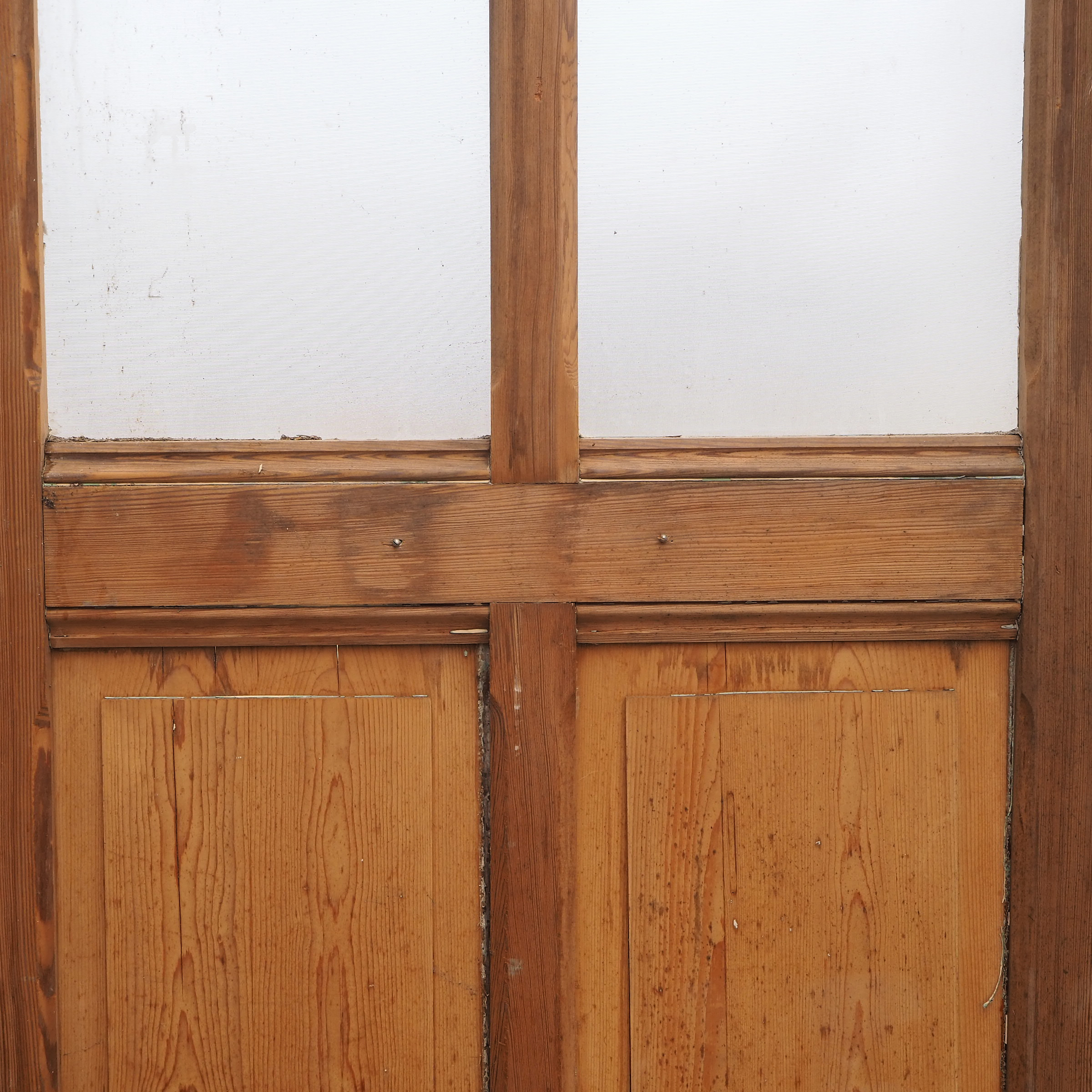 Door in solid pine with textured glass panels (H. 228 x W. 87 cm) - Right