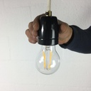 Black socket E27 in gloss porcelain with brass (New)