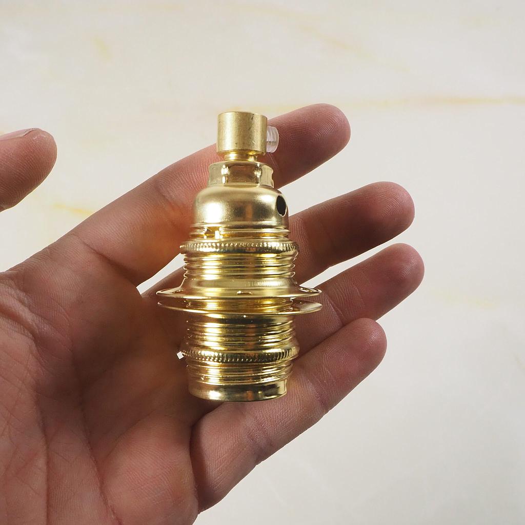 Golden E14 socket with brass cable tie and rings (New)