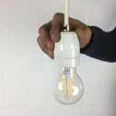 White socket E27 in gloss porcelain with brass (New)