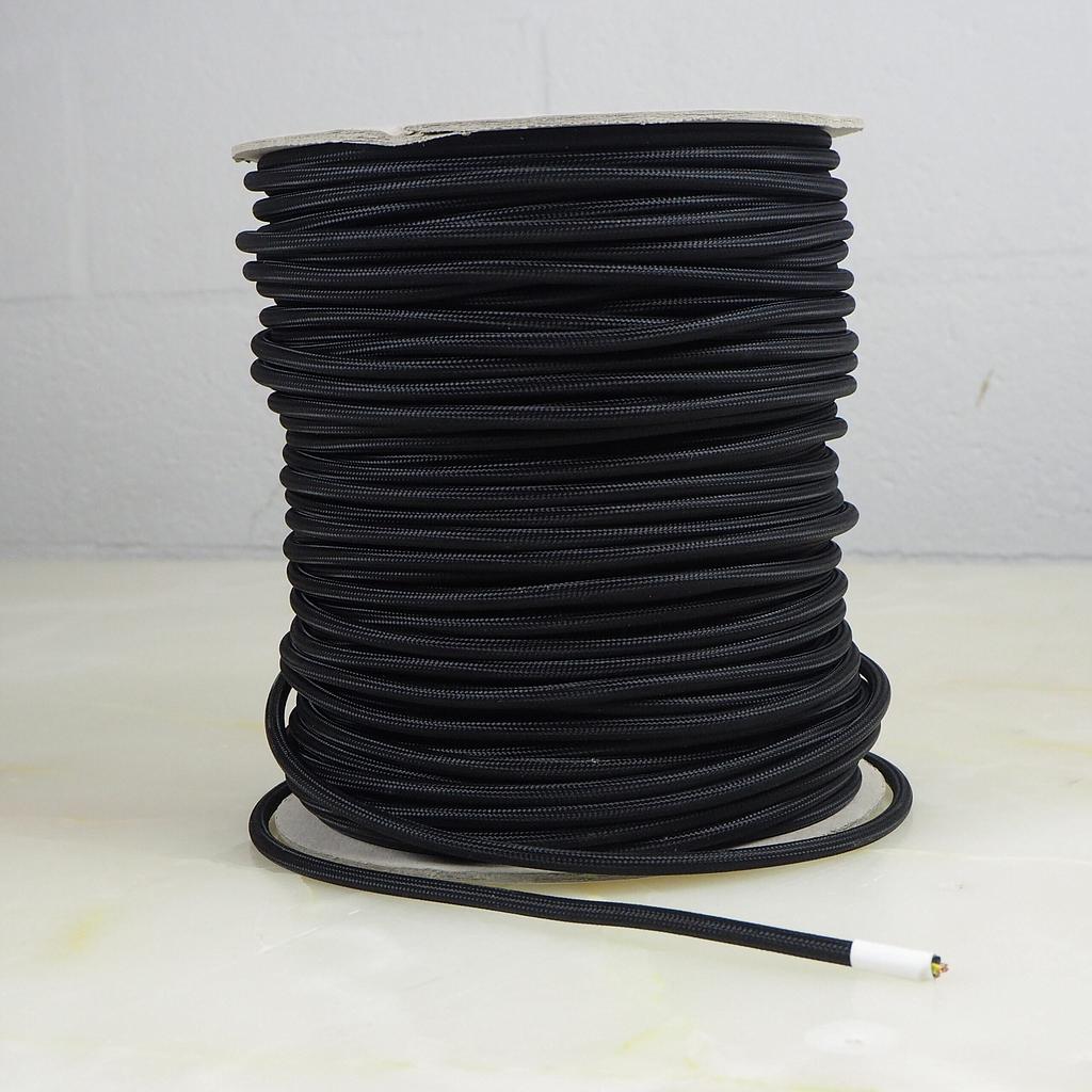 Round textile electrical cable 3 X 0,75 (BLACK)