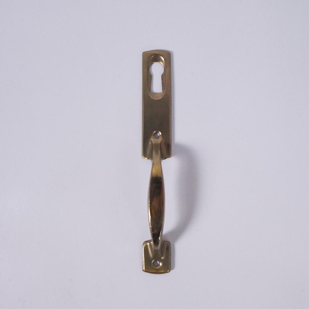 Brass plated steel cabinet handle with key hole