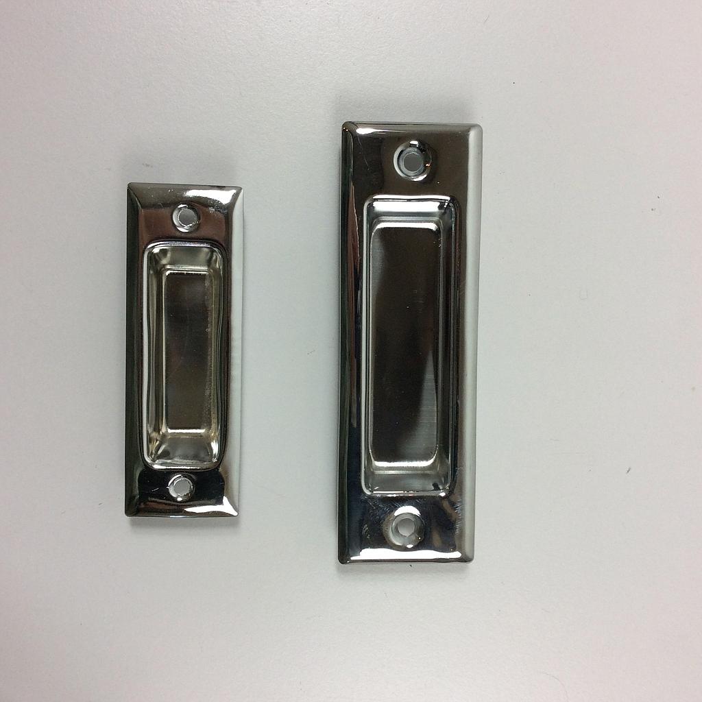 Pair of inset cabinet handle in chromed brass (L. 8 cm or 10 cm)