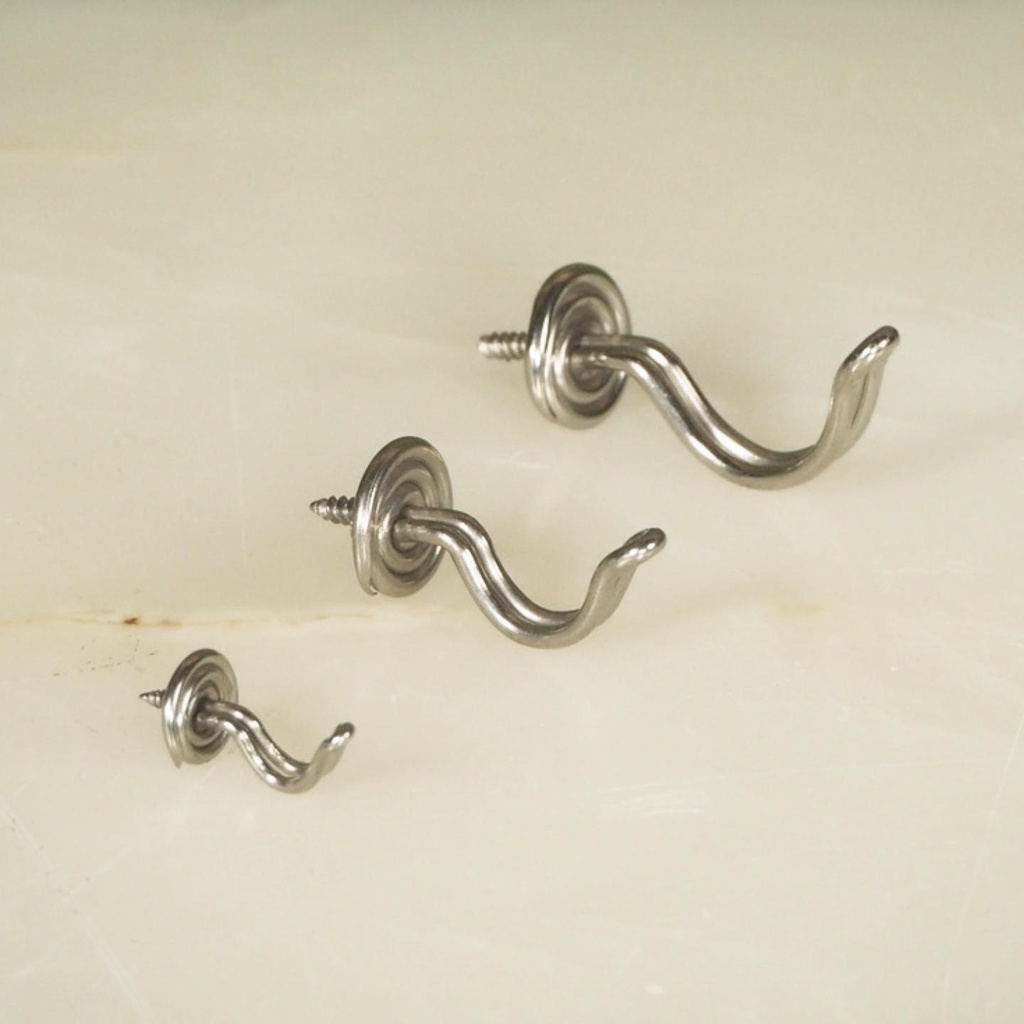 Wire hook with flat base in nickel plated steel (3 pcs)
