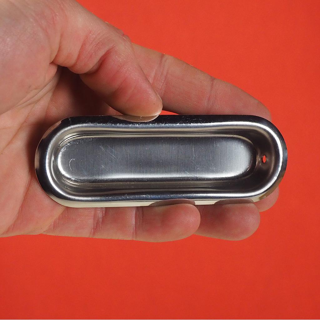 Inset cabinet handle in stainless steel (9 cm)