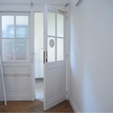 Solid wooden door with textured glass panels from Ixelles City Hall (H. 237,5 x W. 87,5 cm) - Left