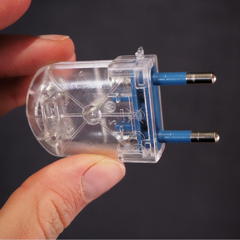Flat power plug 2A - Transparent (New)
