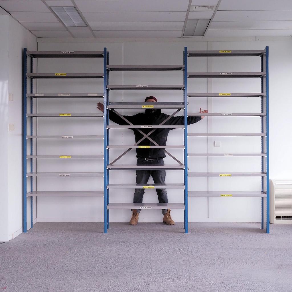 Large shelf by Mecalux (H. 230 cm) - Epoxy (Blue & white vertical frame)