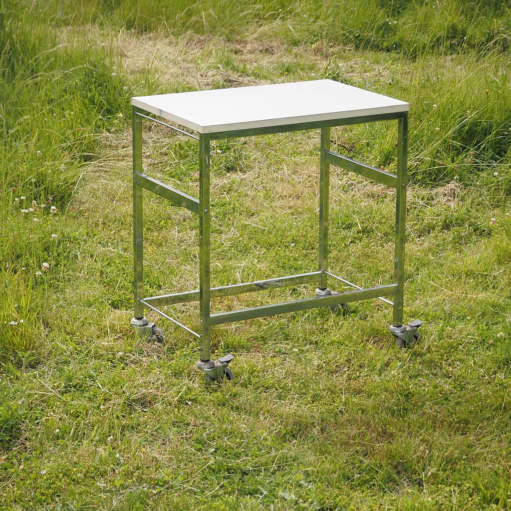Side table on castors with rods by Röder Sohne (ca. 1980)