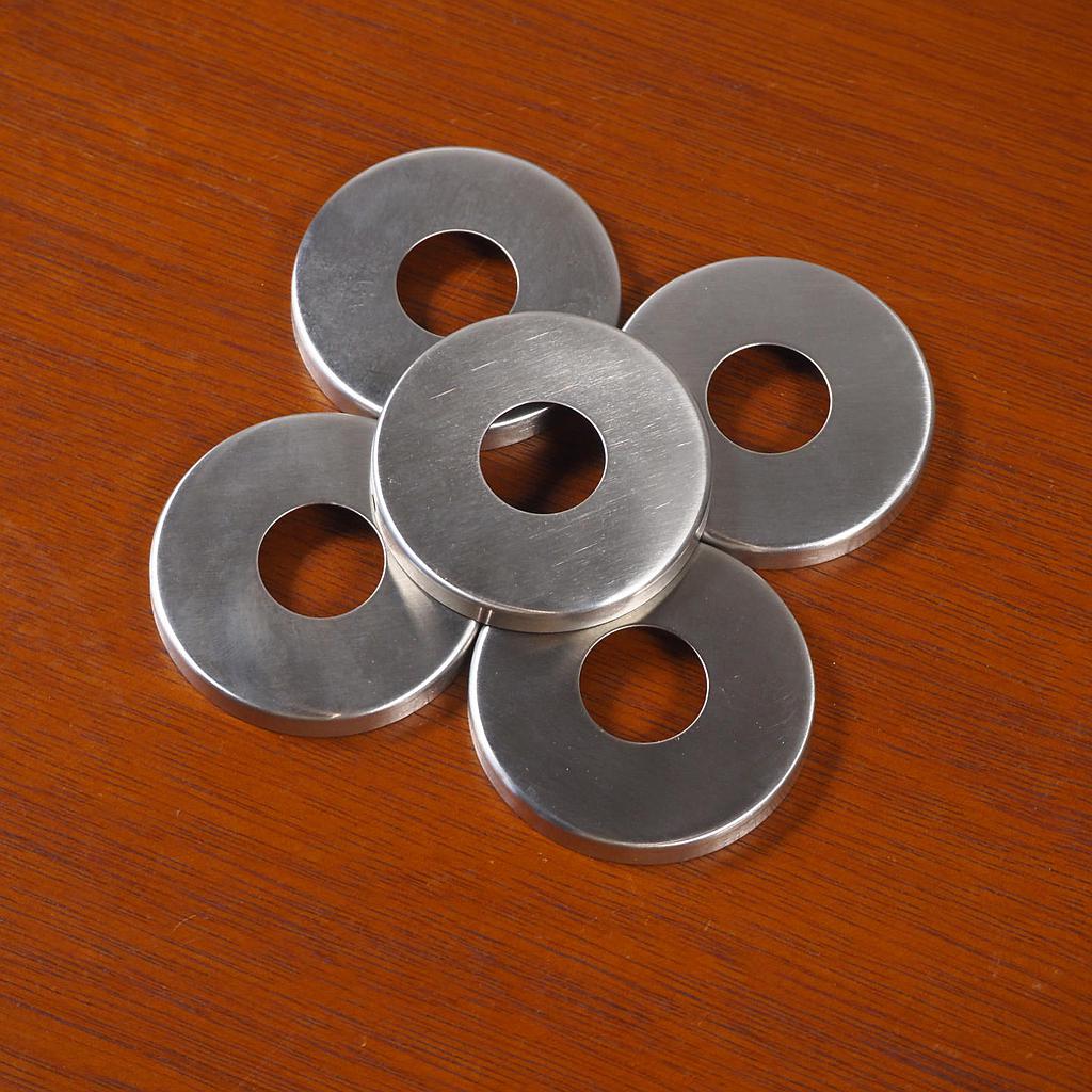 Door handle rosette in brushed stainless steel by Metafranc