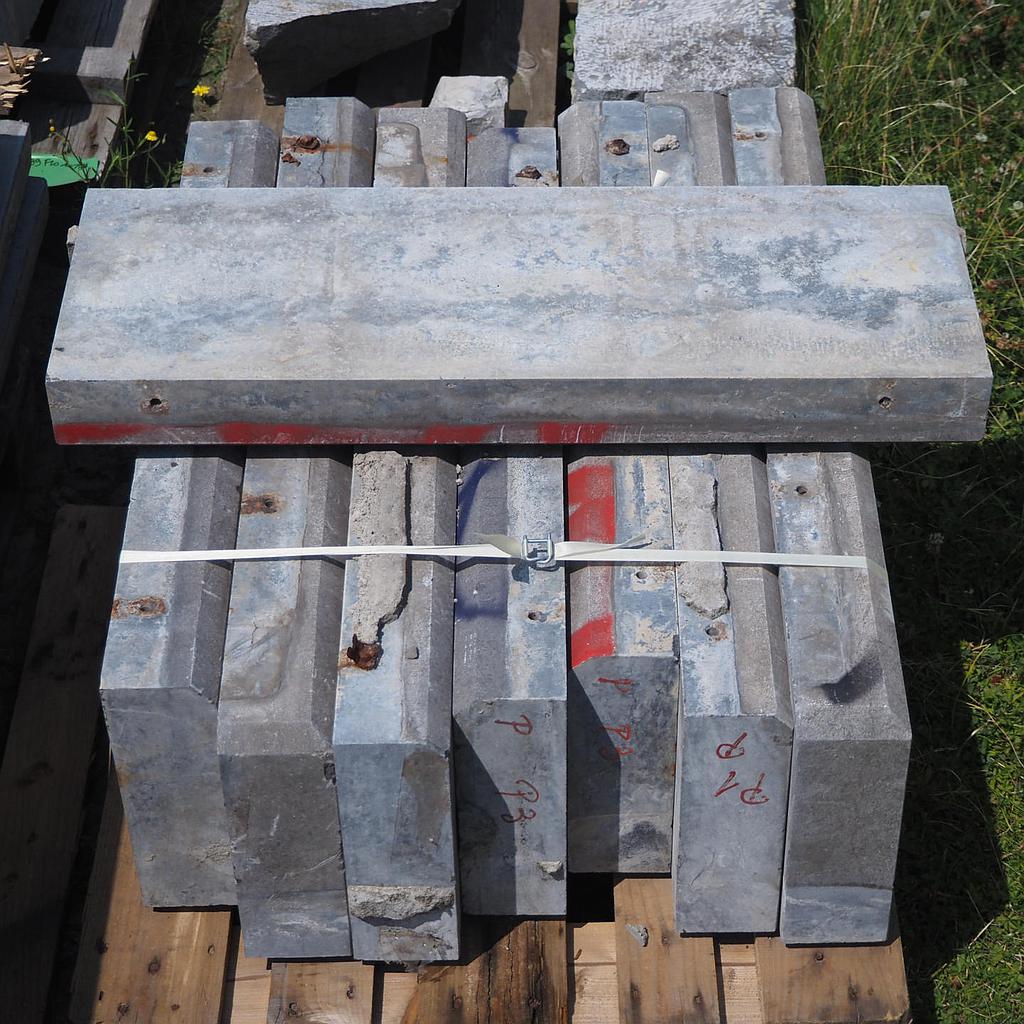 Blue limestone plinths from an urban tree pit in Brussels - Only available in our physical shop