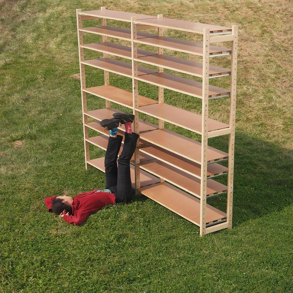 Shelf 'Almawood' in solid pine by Almasy (H. 209 x L. 243 x D. 40 cm)