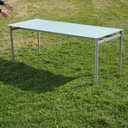 Table by Luc Vincent for Bulo with frosted tempered glass top (200 x 80 cm)