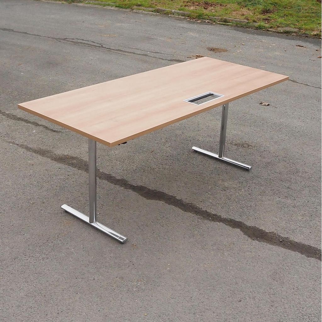 Folding table with chromed steel legs and laminated tabletop with cable hole by Howe (L. 150 or 180 cm)