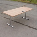 Folding table with chromed steel legs and laminated tabletop with cable hole by Howe (L. 150 or 180 cm)