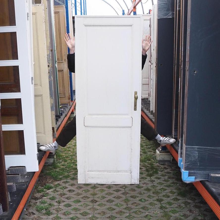 Painted door in solid pine (H. 220,5 cm x W. 84,5 cm) - Left