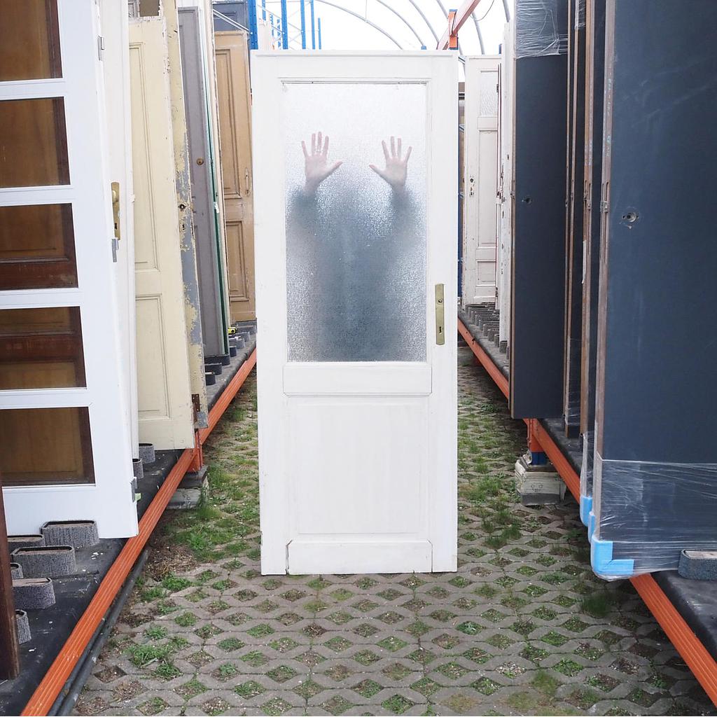 Wooden door with textured glass panels (H. 219,5 cm x W. 84,5 cm) - Right