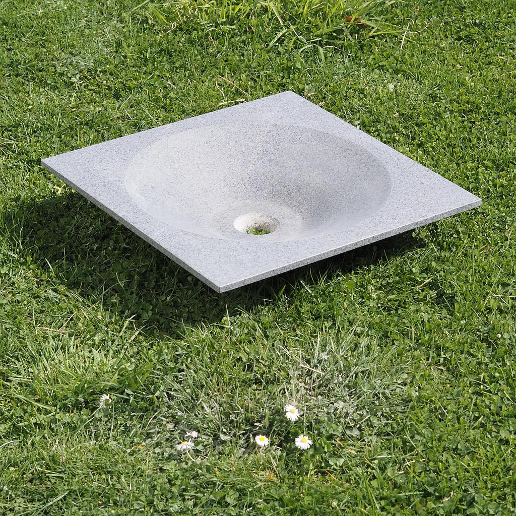 Square basin in natural stone (W. 44 cm) - Grey