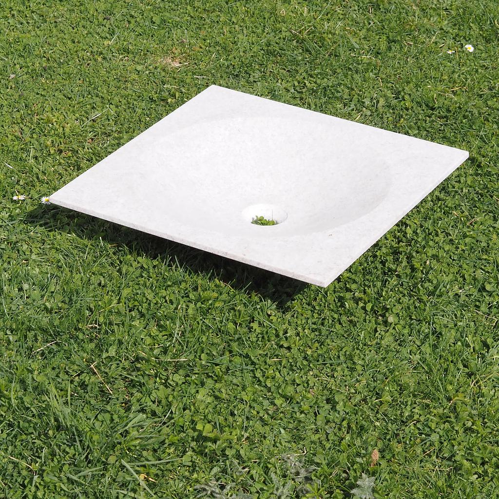Square basin in natural stone (W. 44 cm) - White