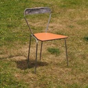 Chair 'Iconique' by Recyclart Fabrik - Raw waxed (Orange seat)