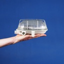 Caged wall/ceiling light with bakelite base and textured glass diffuser by L'ébènoïd - Steel cage (E27)