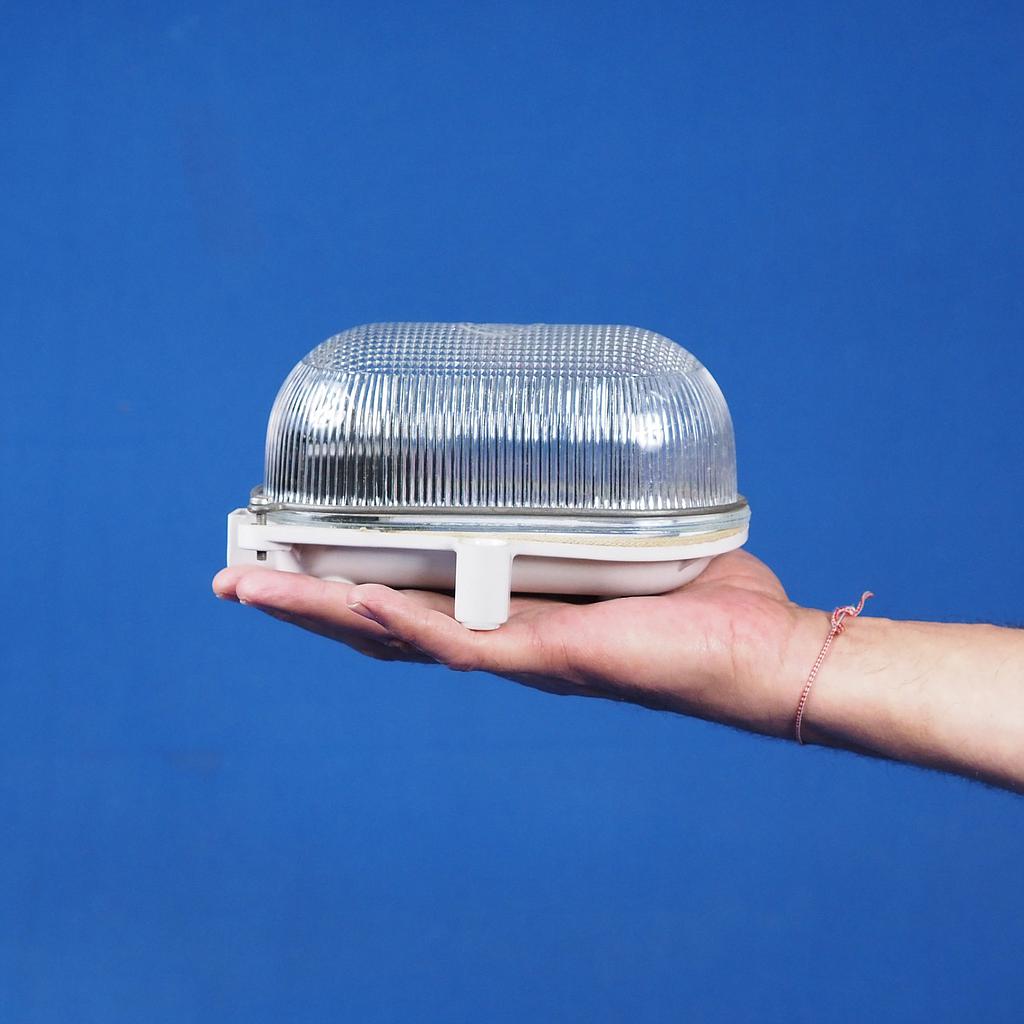 Wall/ceiling light with bakelite base and waffled glass diffuser