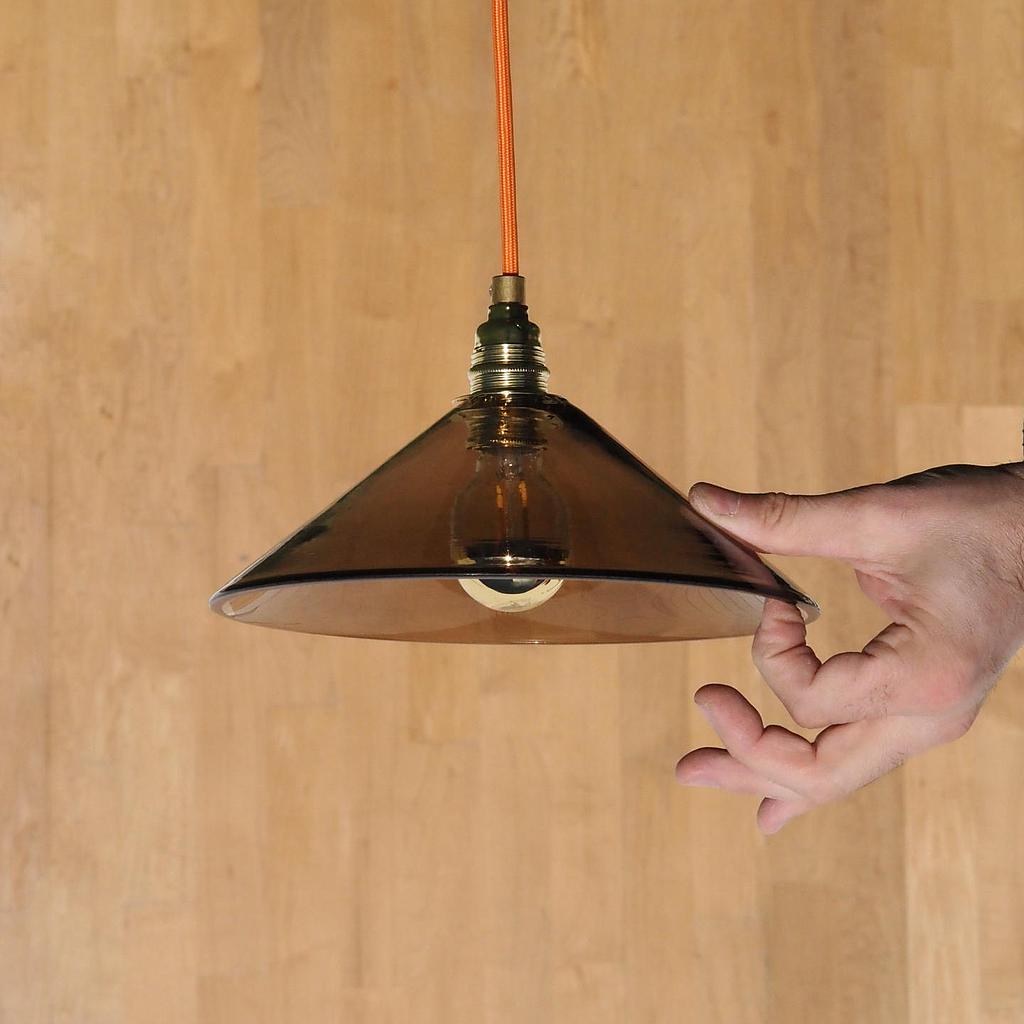 Hanging light 'Nicolo' in opaline glass - Clear smoked