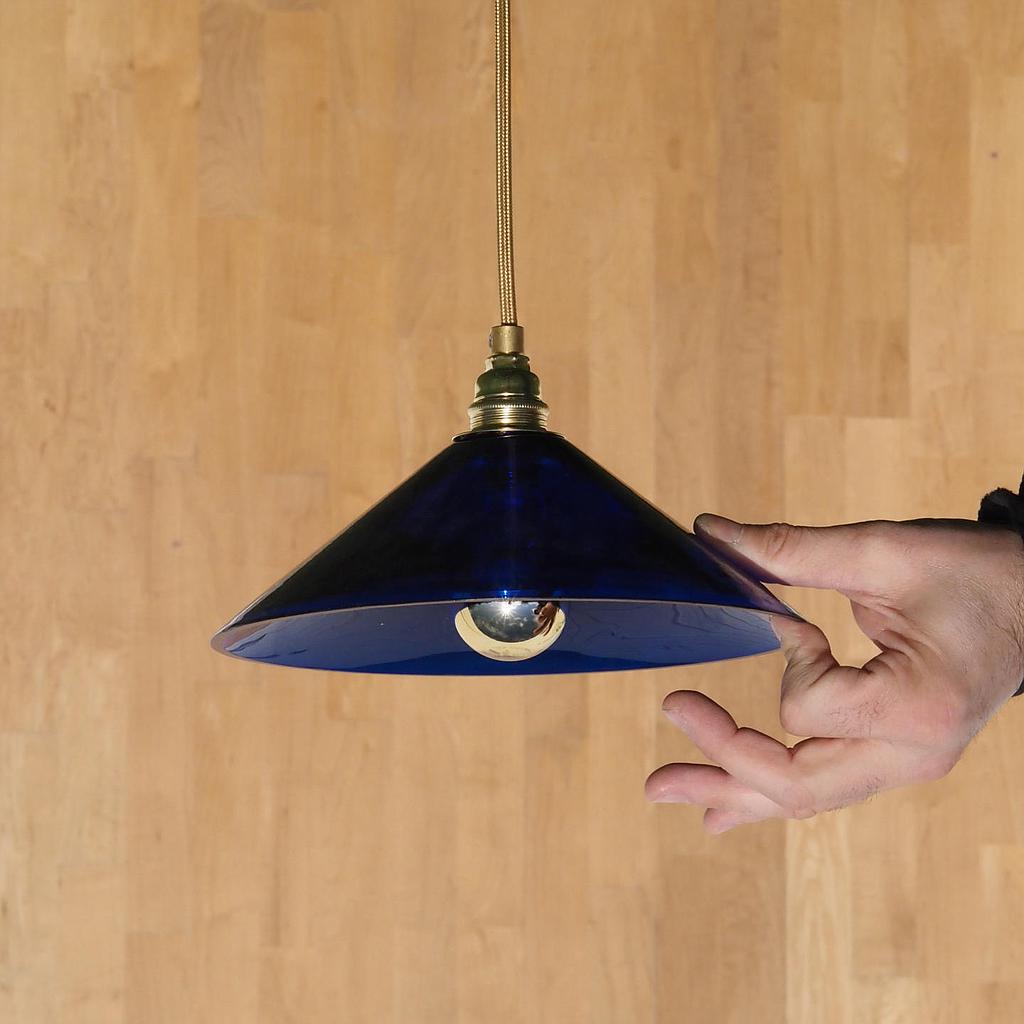 Hanging light 'Nicolo' in opaline glass - Clear cobalt blue