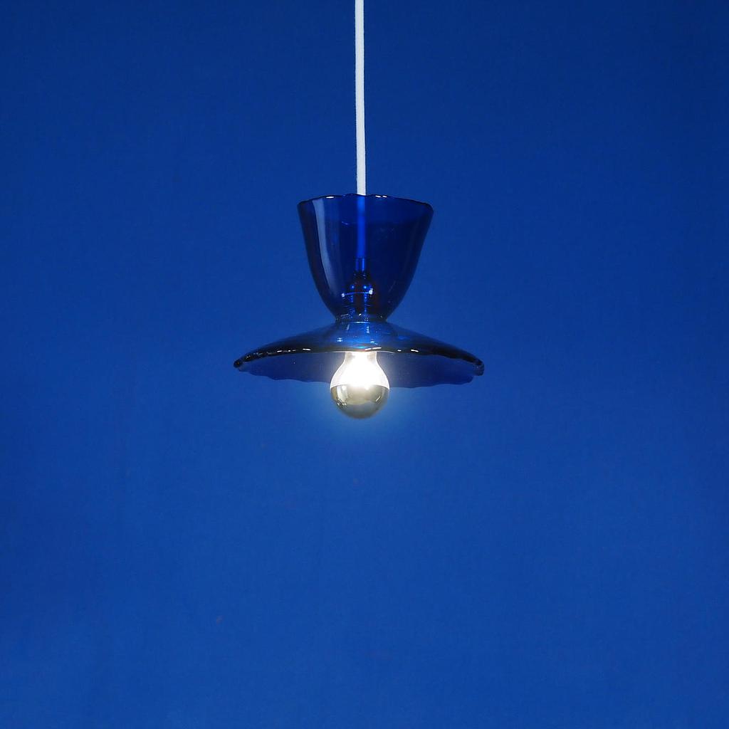 Hanging light 'Lara' in opaline glass - Clear cobalt blue