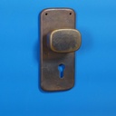 Single door pull handle with key and fixing holes in sand-cast bronze by Jules Wabbes from the Générale de Banque - Fixed (Left)