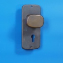 Single door handle with key and fixing holes in sand-cast bronze by Jules Wabbes from the Générale de Banque - Swivel (Left)