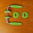 Door handle in green varnished wood with key rosettes by Linea Bertomani