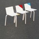 White stackable chair by Pierre-Emmanuel Vandeputte - High backrest (with various coloured corners)