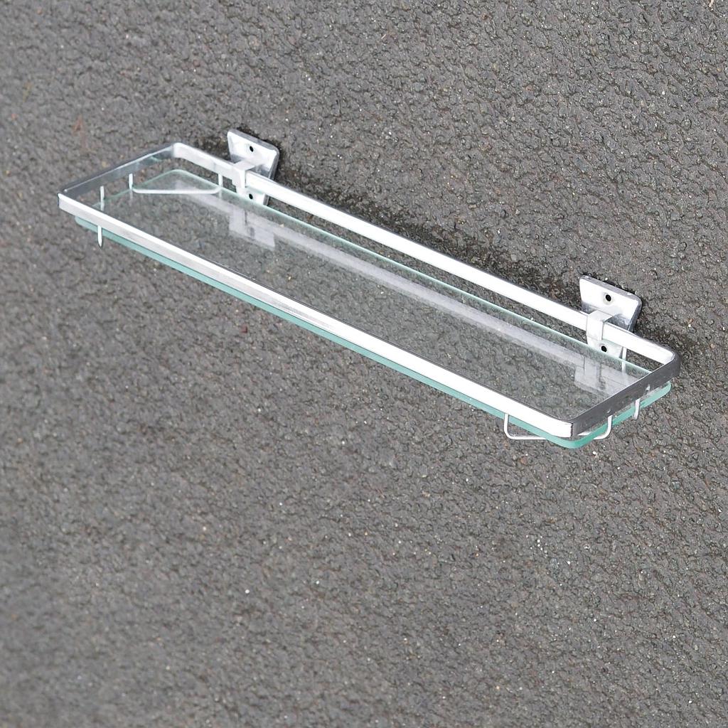Bathroom shelf in chromed steel and clear tempered glass by Geesa