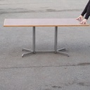 Rectangular table with chromed steel legs and laminated tabletop - Brown