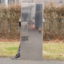 Door in stainless steel with bronze door handles by Jules Wabbes (H. 200 x 79 cm) - Left