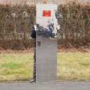 Service door in stainless steel with bronze door handles by Jules Wabbes (H. 198 x 53 cm) - Left