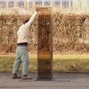 Single glass door with bronze frame from the Générale de Banque (H. 230,3 x 46,2 cm) - Left or Right