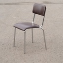 Stackable chair in brown synthetic leather