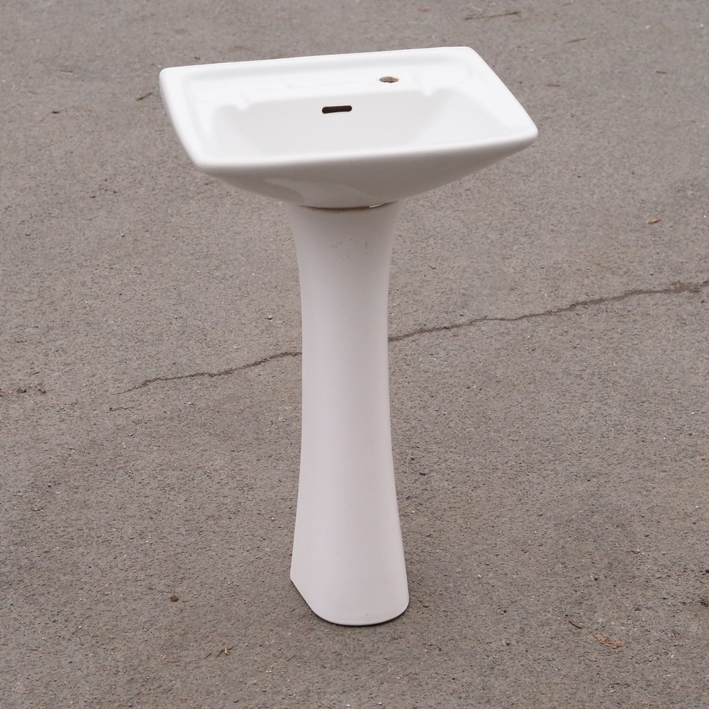 Pedestal bathroom sink in glazed porcelain