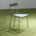 Chair 'Iconique' by Recyclart Fabrik - Raw waxed (Blue seat)