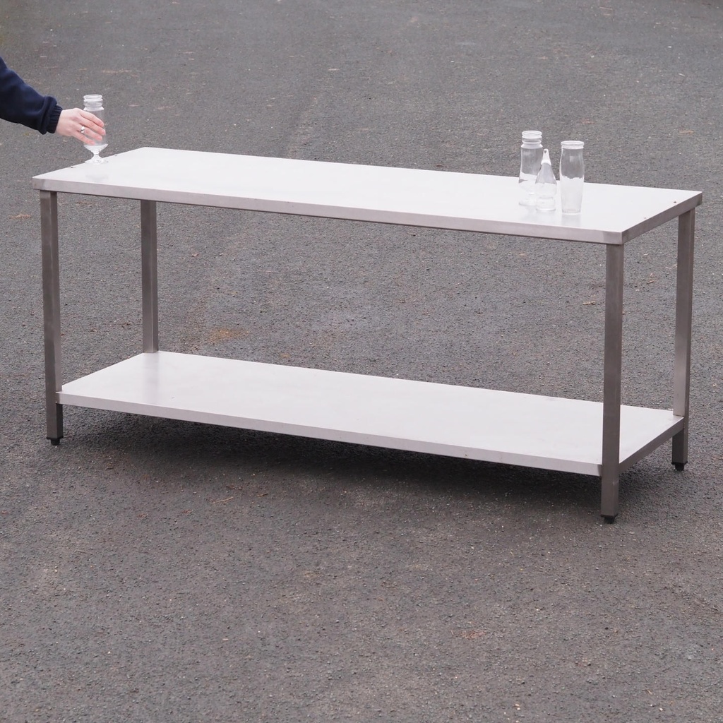 Industrial kitchen island in stainless steel (L. 200 cm)