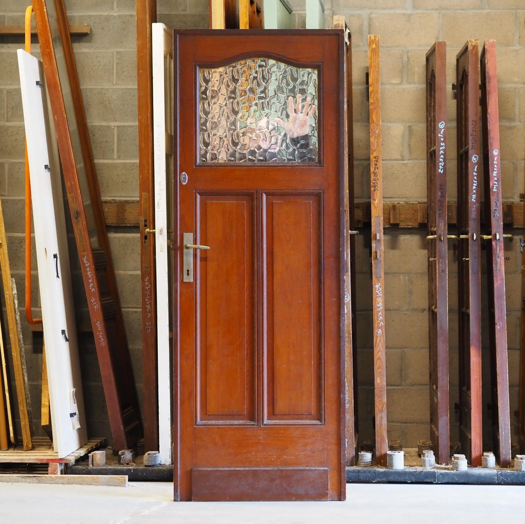 Door in varnished solid wood with flemish glass panel (H. 212,5 x W. 77,5 cm) - Right