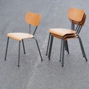 Stackable chair in plywood and lacquered steel