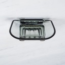 Soap holder in smoked pressed glass by Inda