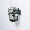 Glass holder in smoked pressed glass by Inda